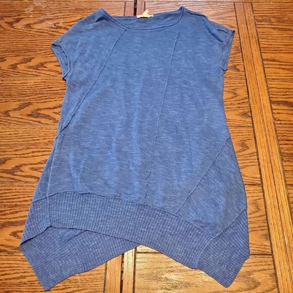 Eileen Fisher blue asymmetrical hem top PP - Picture 1 of 4